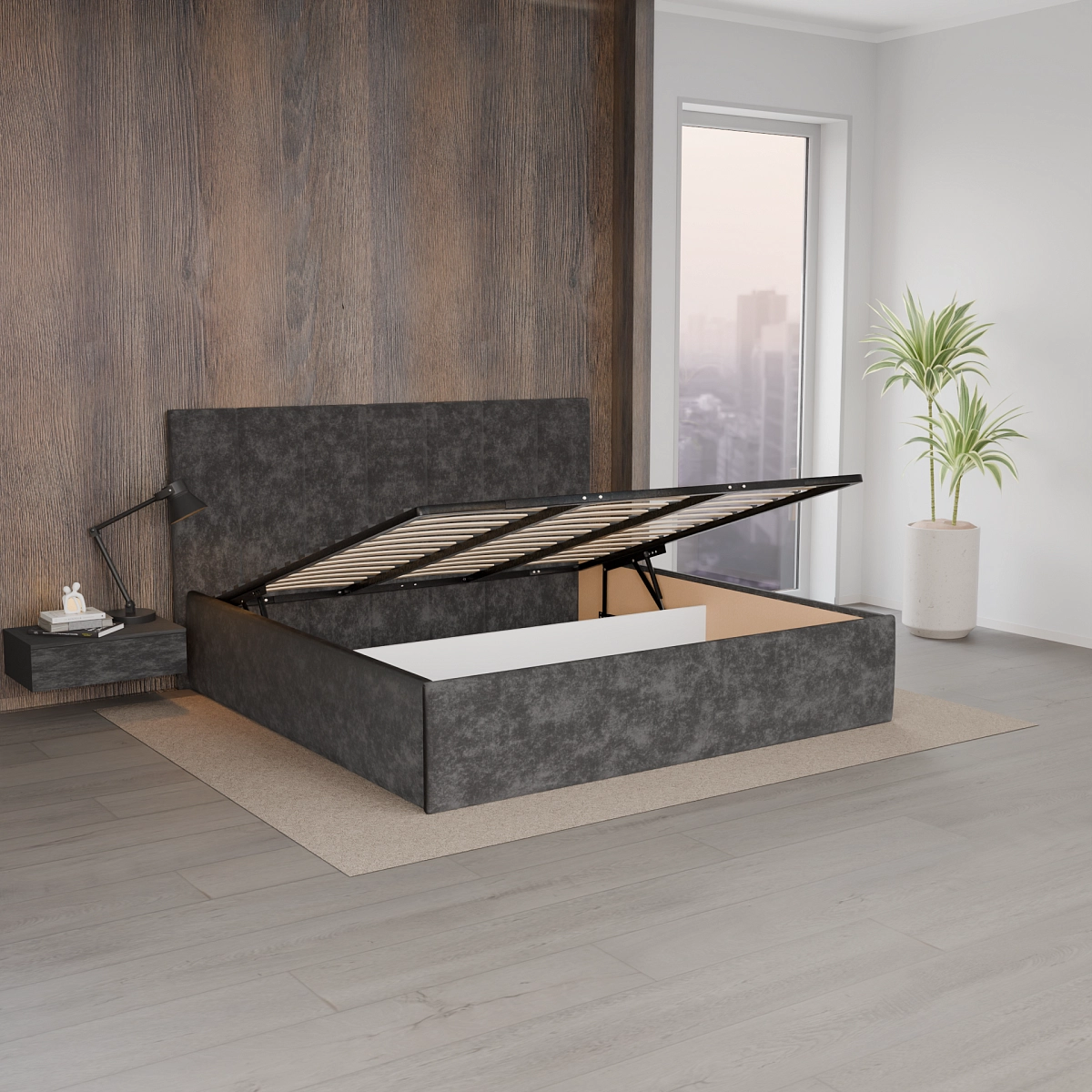 Кровать с подъемным механизмом Кастра Графит 200х200 (avatr26)