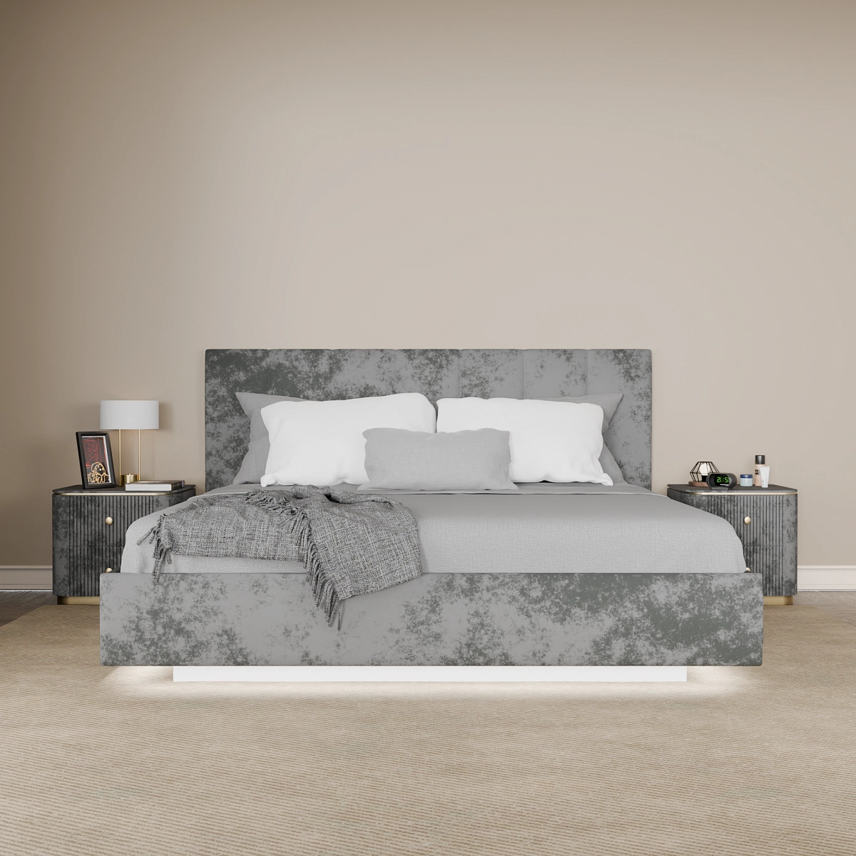 Кровать с подъемным механизмом Диона Графит 200х200 (avatr26)